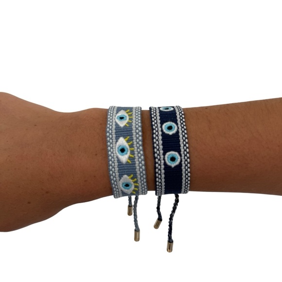 NWT 2 Blue and Gray Evil Eye Woven Bracelets - Picture 4 of 4